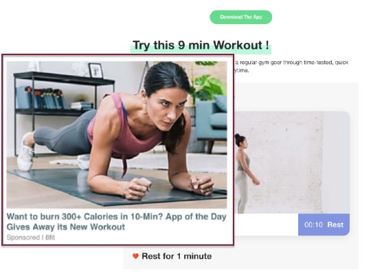 8fit's native ad example