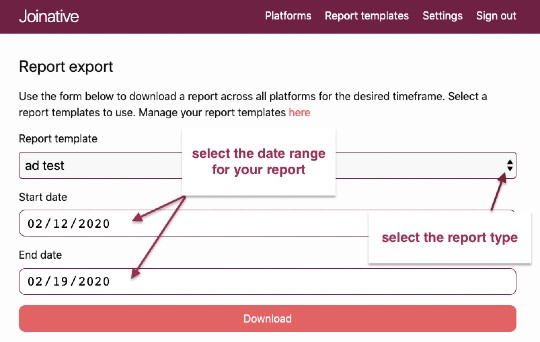 Ad report export