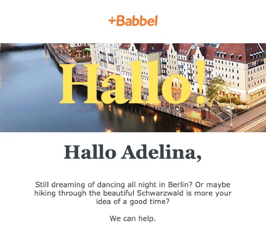 Babbel newsletter example