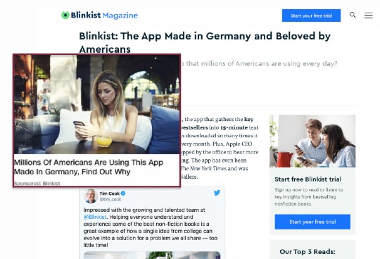 Blinkist native ad