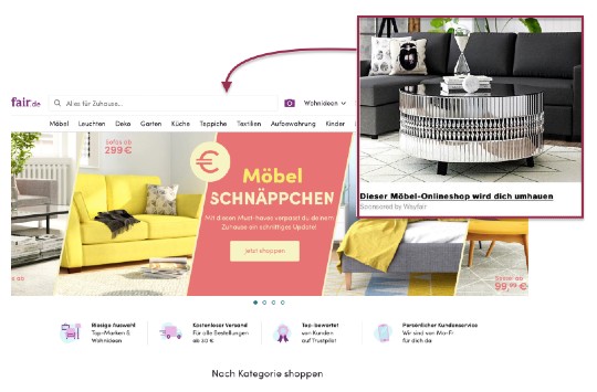 How Wayfair promotes bottom-funnel content