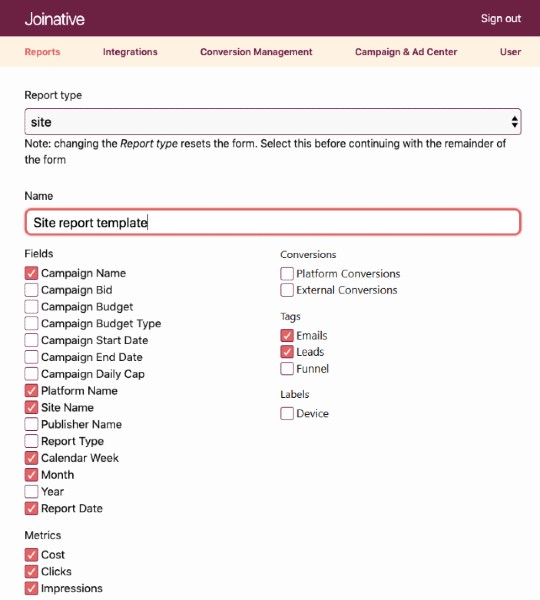 Site report template