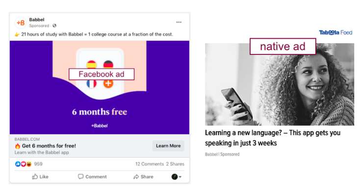 Facebook ads vs. Native ads