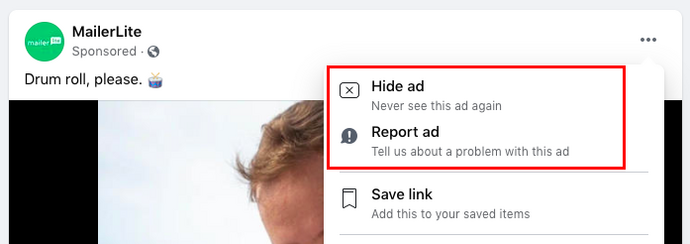 Negative feedback on FB ads