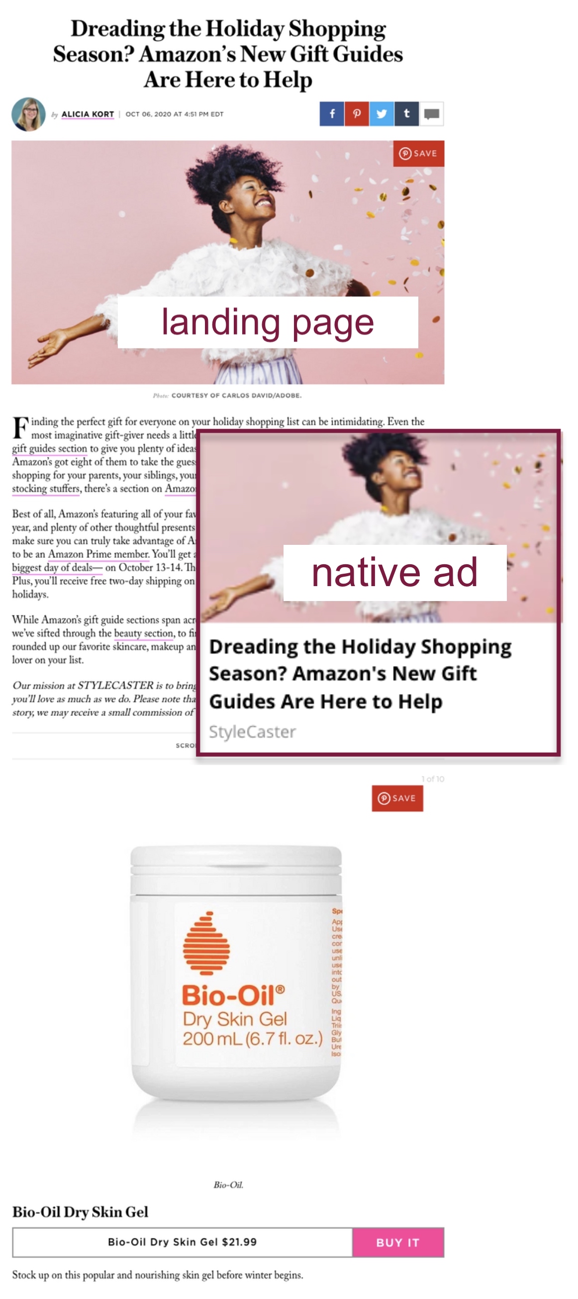 StyleCaster native ad example