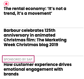 In-feed sponsored content