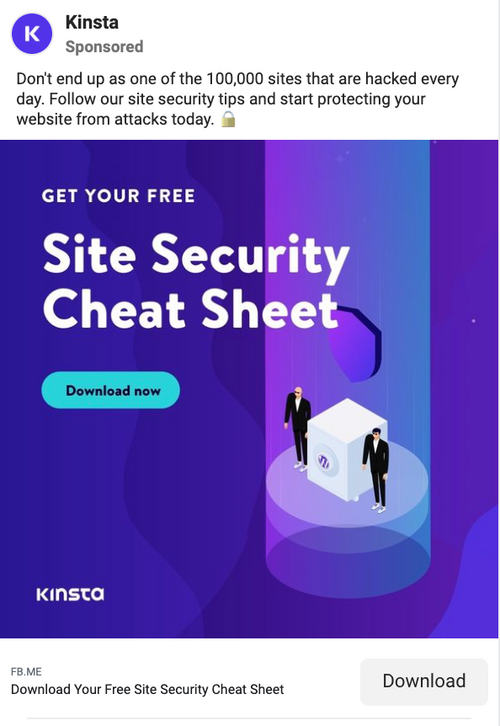 Facebook ad by Kinsta