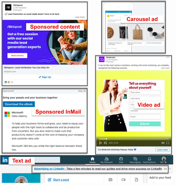 LinkedIn advertising formats