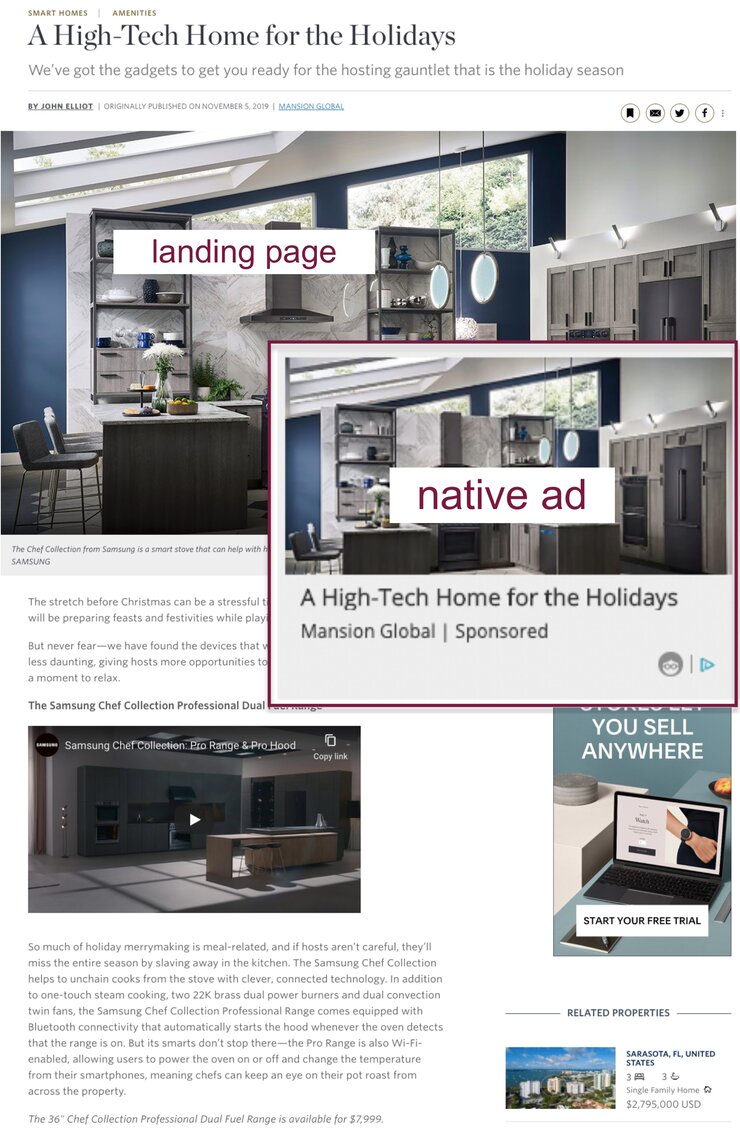 Mansion Global native ad example