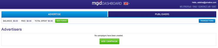 MGID dashboard