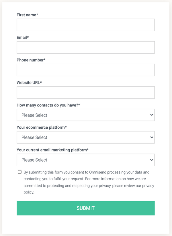 Lead capture form example