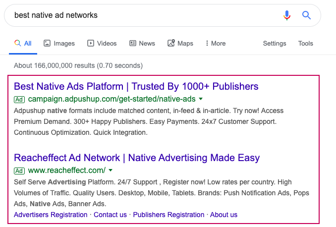 Paid search ads