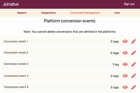 Platform conversion events