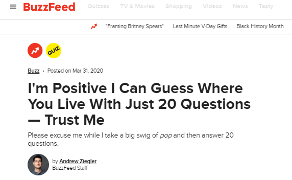 BuzzFeed quiz