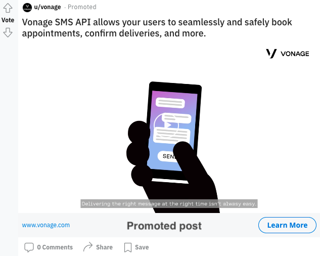 Example of a Reddit ad