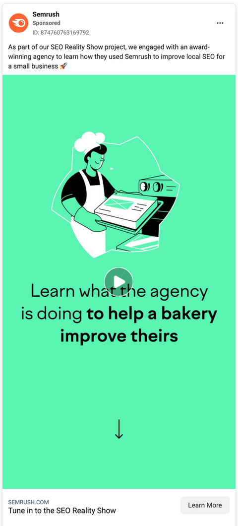 Facebook ad by SEMrush