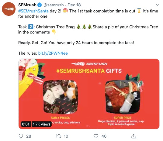 SEMrush holiday Twitter campaign example