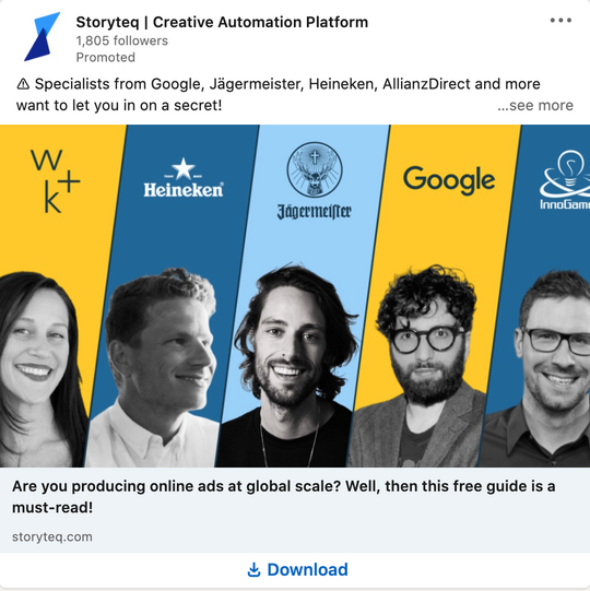 LinkedIn Ad by Storyteq