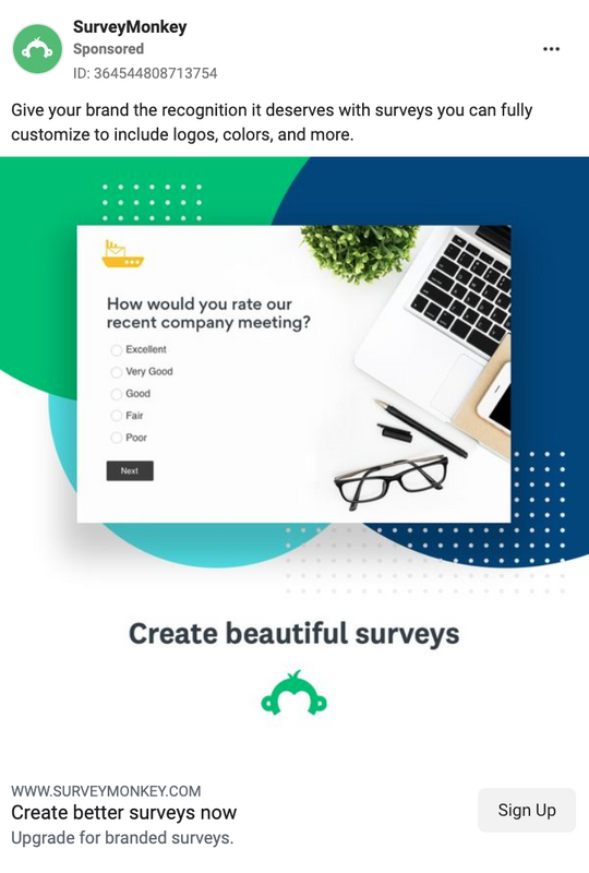 Facebook ad by SurveyMonkey